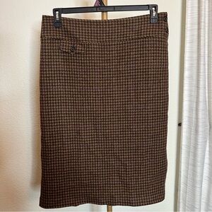 Ralph Lauren Brown Houndstooth Pencil Skirt